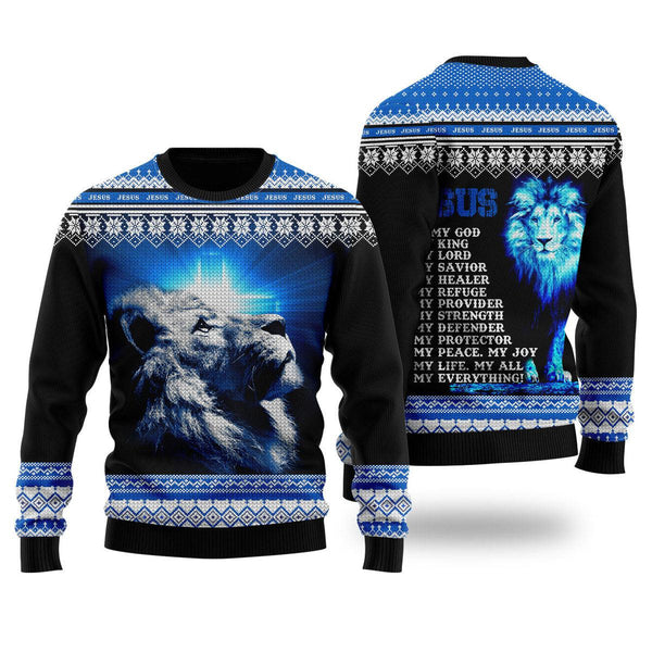 Jesus Is My Everything Ugly Christmas Sweater | For Men & Women | UH1804-Colorful-Gerbera Prints.