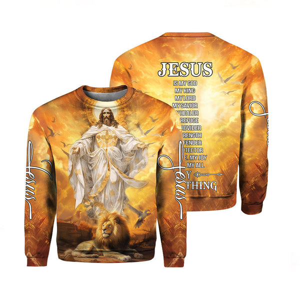 Jesus Is My God My King My Lord Lion And Dove Crewneck Sweatshirt All Over Print For Men & Women HP5800