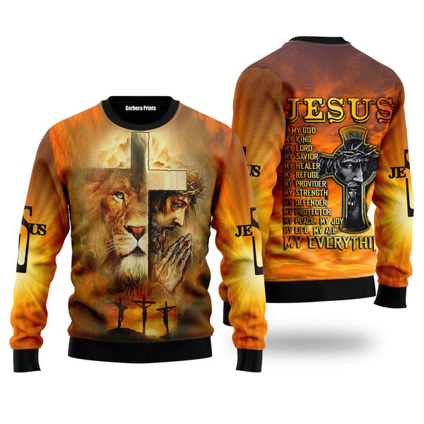 Jeus Is My God Ugly Christmas Sweater | For Men & Women | UH2187-Colorful-Gerbera Prints.