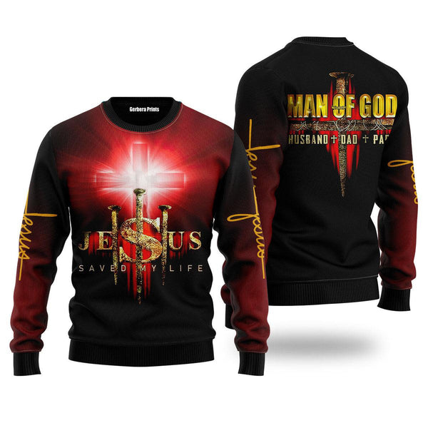 Jesus Man Of God Ugly Christmas Sweater | For Men & Women | UH2186-Colorful-Gerbera Prints.
