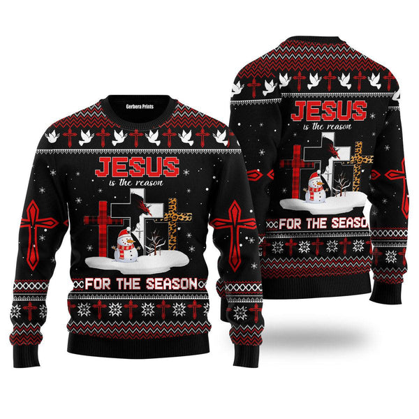 Jesus The Reason for The Season Ugly Christmas Sweater | For Men & Women | UH1232-Colorful-Gerbera Prints.