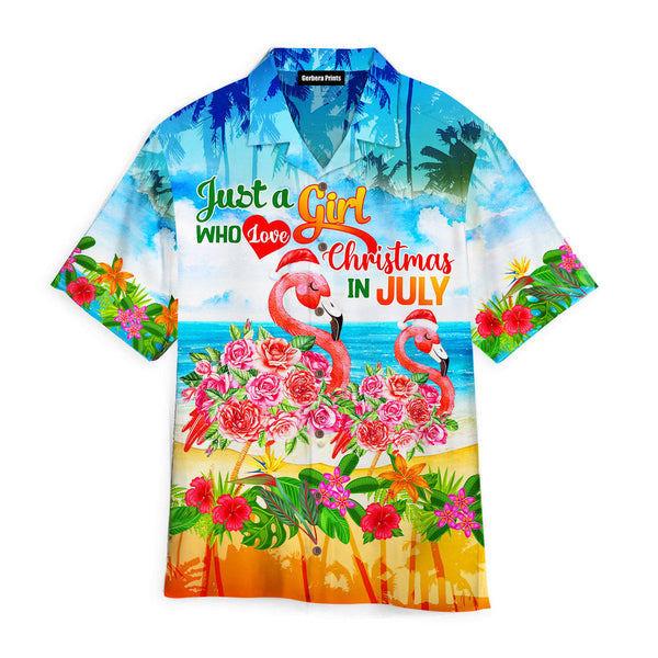 Just A Girl Loves Christmas In July Funny Aloha Hawaiian Shirts For Men & For Women WT9632
