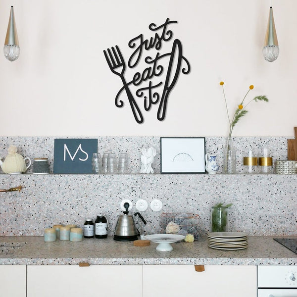 Just Eat It Knife Fork Kitchen | Decor | Wall Art - Cut Metal Sign