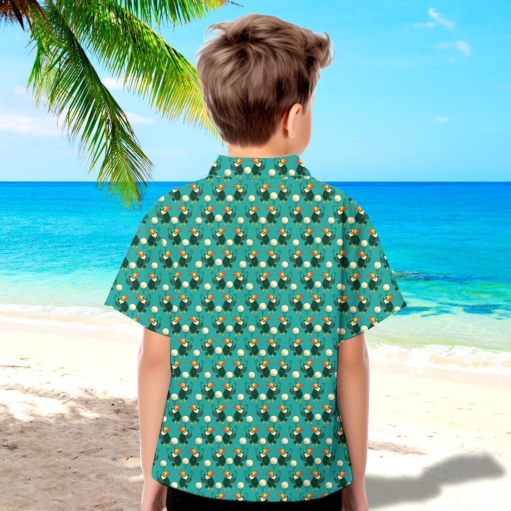 Toucan Tee Time Kids Hawaiian Shirt - Model Back