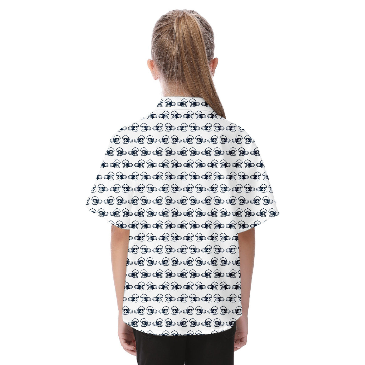 Total Tee Destruction Kids Hawaiian Shirt - Girl Model Back