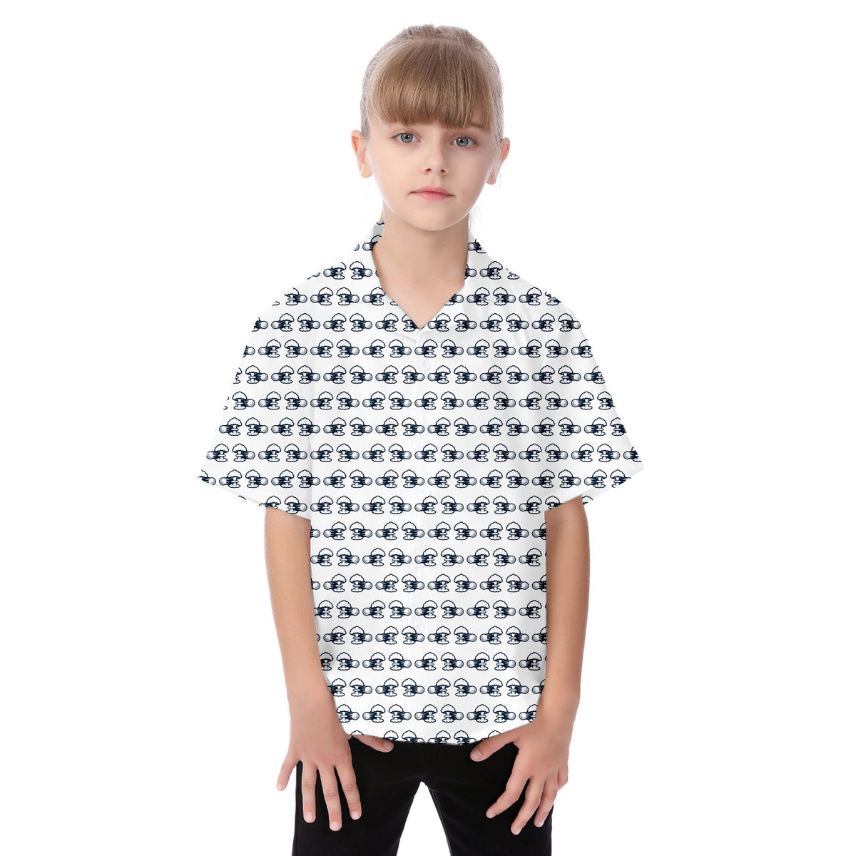 Total Tee Destruction Kids Hawaiian Shirt - Girl Model Front