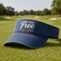 Live Free Crossed Golf Clubs Embroidered Visor - Lifestyle, Navy