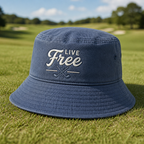 Live Free Crossed Golf Clubs Embroidered Bucket Hat - Lifestyle, Navy