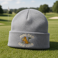 Dog Dad Golf Trophy Custom Name Embroidered Beanie - Lifestyle, Sport Grey