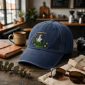 Embroidered goose driving a golf cart hat