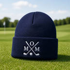 Golf Mom Monogram Crossed Clubs Embroidered Beanie - Lifestyle, Navy