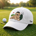 Personalized embroidered golden retriever golfer two-tone hat