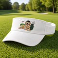 Personalized Golden Retriever Golfer Embroidered Visor - Lifestyle, White