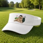 Personalized Golden Retriever Golfer Embroidered Visor - Lifestyle, White