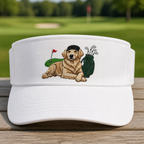 Personalized Golden Retriever Golfer Embroidered Visor - Front View, White
