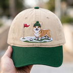 Corgi Golfer Winter Golf Two-Tone Hat - Front