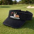 Corgi Golfer Winter Embroidered Visor - Lifestyle, Black
