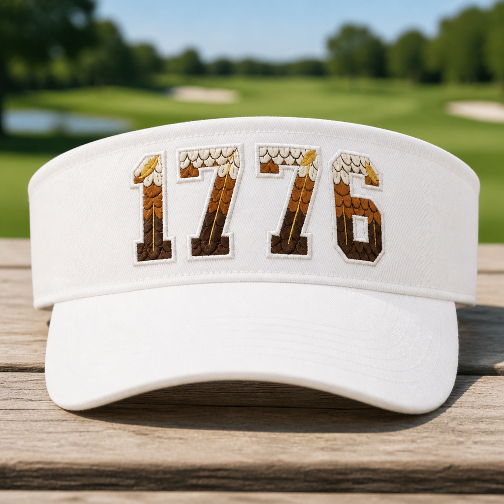 1776 Eagle Feathers Patriotic Embroidered Visor - Front View, Black