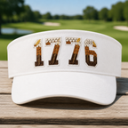 1776 Eagle Feathers Patriotic Embroidered Visor - Front View, Black