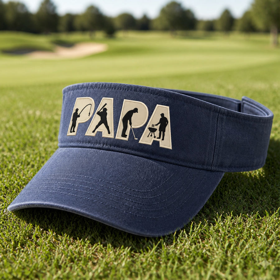 Personalized Papa Golf, Fishing & BBQ Embroidered Visor