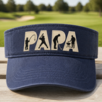 Personalized Papa Golf, Fishing & BBQ Embroidered Visor - Front View, Navy