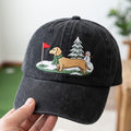 Embroidered dachshund winter golf Christmas hat