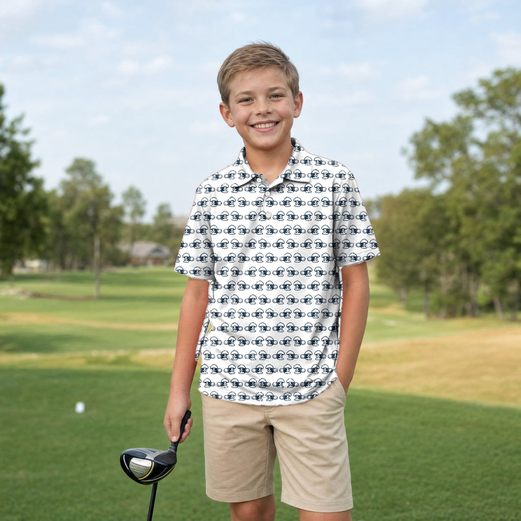 Total Tee Destruction Youth Golf Polo - Model Front