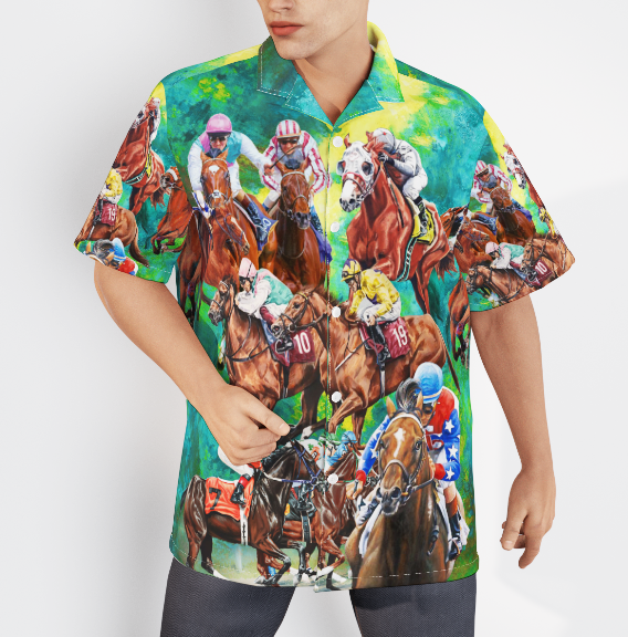 Kentucky Derby Horse Racing Aloha Hawaiian Shirts For Men & For Women WT1673