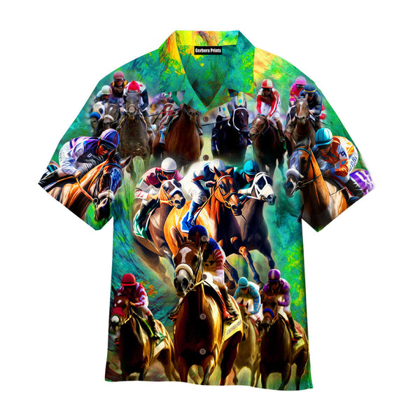 Kentucky Derby Horse Racing Aloha Hawaiian Shirts For Men & For Women | WT2260-Colorful-Gerbera Prints.