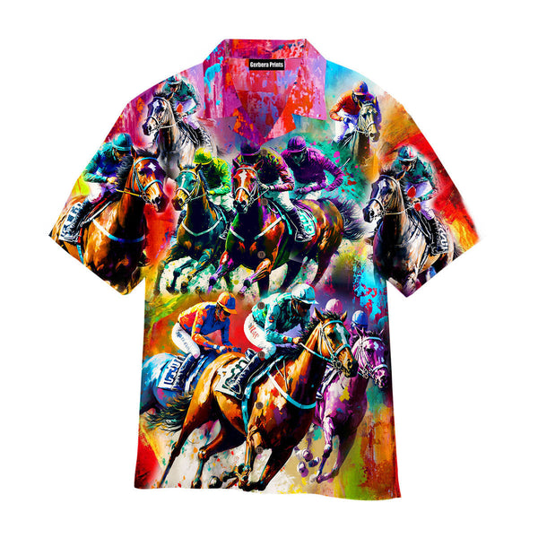 Kentucky Derby Horse Racing Colorful Aloha Hawaiian Shirts For Men And For Women WT2257