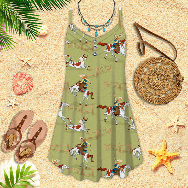 Kentucky Derby Horse Racing Spaghetti Strap Summer Dress | SD1273