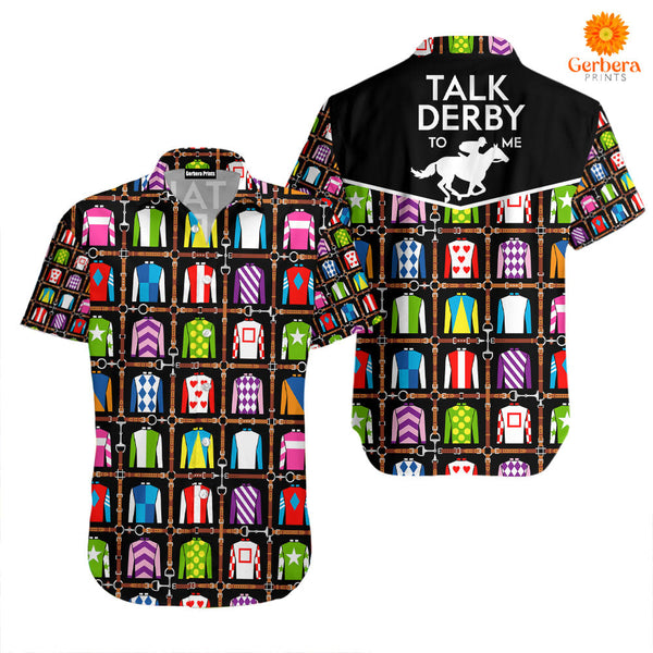 Kentucky Derby Jockey Uniform Talk Derby To Me Aloha Hawaiian Shirts For Men & For Women WT8165-Colorful-Gerbera Prints.