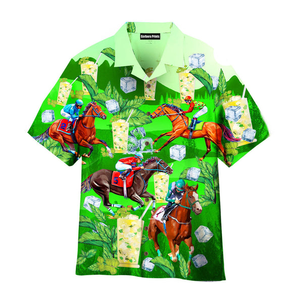 Kentucky Derby Mint Julep Drinking Green Aloha Hawaiian Shirts For Men & For Women WT8204