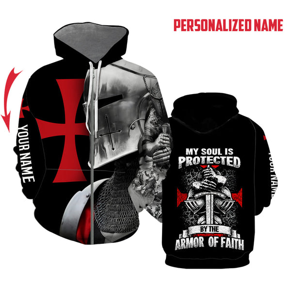 Knight Templar Custom Name Zip Up Hoodie For Men & Women