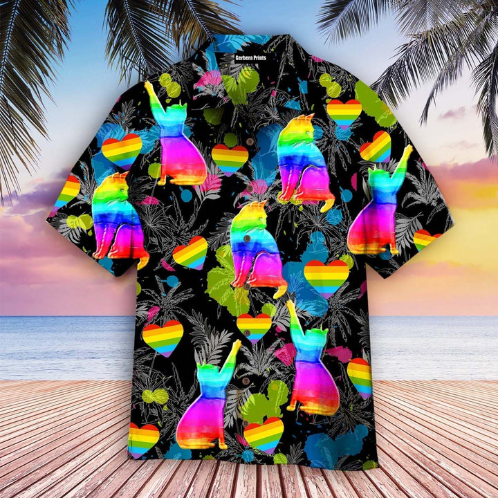 LGBT Cat Pride Month Aloha Hawaiian Shirts For Men and For Women