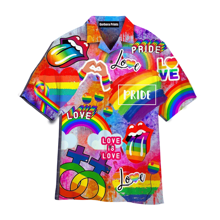 LGBT Love Is Love Pride Month Colourful Aloha Hawaiian Shirts For Men And For Women WT9507 Gerbera Prints