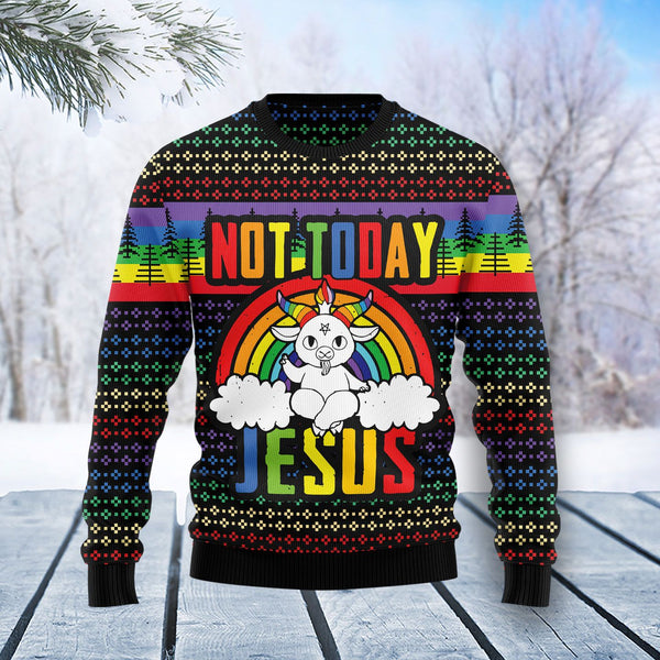 LGBT Not Today Jesus Ugly Christmas Sweater | For Men & Women | Adult | US4532