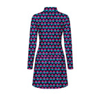 Synthwave Bogey Sun Long Sleeve Golf Dress - Back