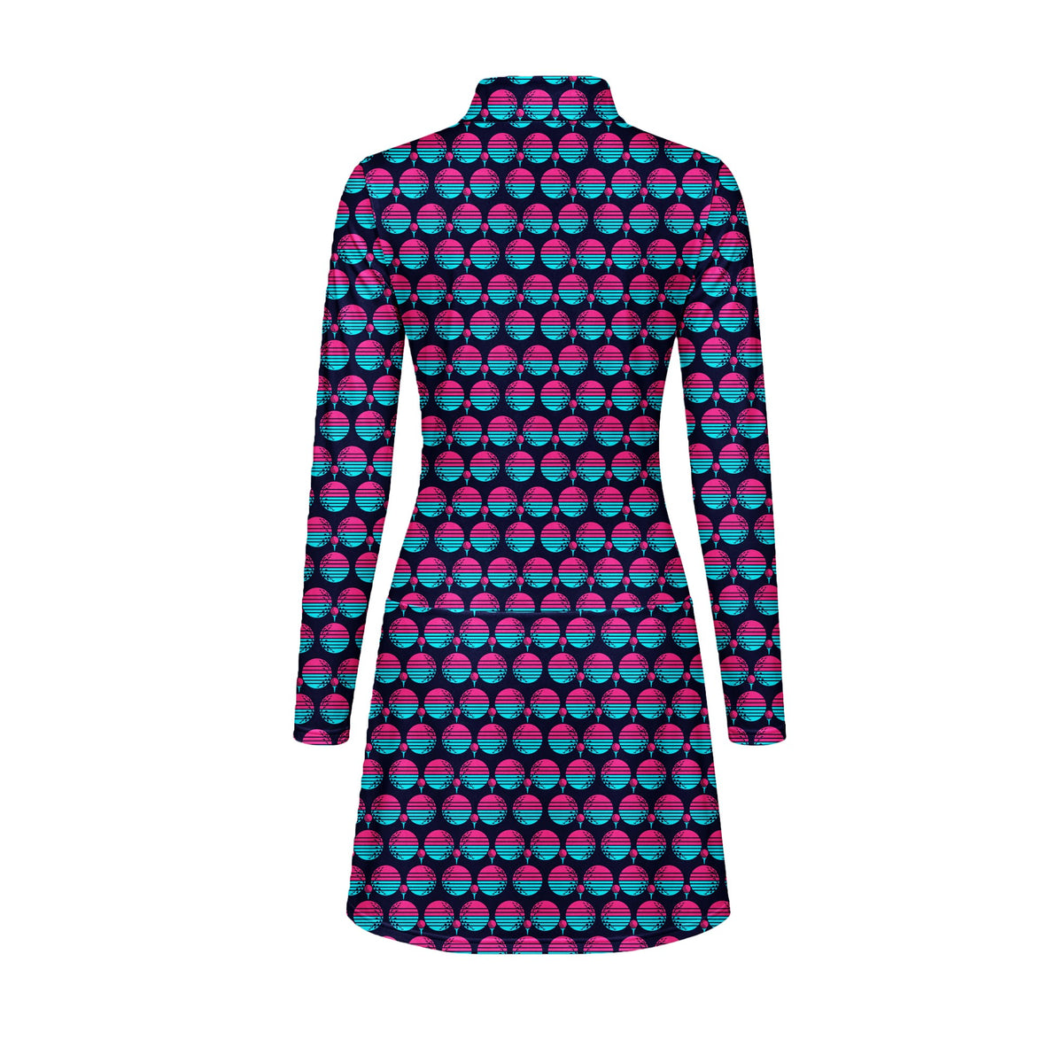 Synthwave Bogey Sun Long Sleeve Golf Dress - Back
