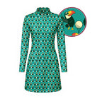 Toucan Tee Time Long Sleeve Golf Dress - Detail Close-up
