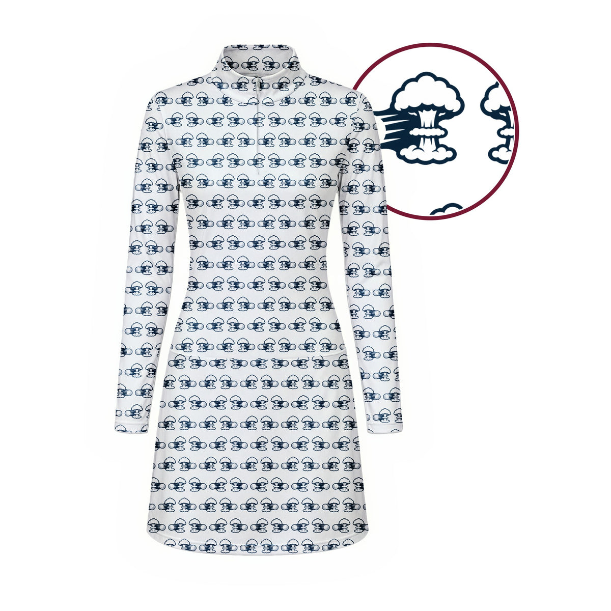 Total Tee Destruction Long Sleeve Golf Dress - Detail Close-up
