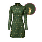 Buck Season Birdie Long Sleeve Golf Dress - Detail Close-up