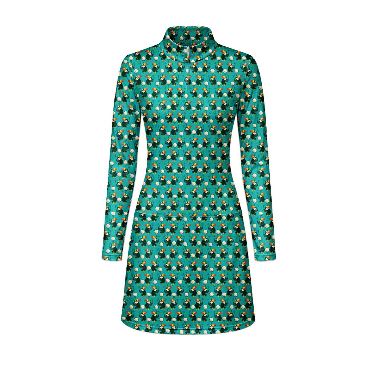 Toucan Tee Time Long Sleeve Golf Dress - Front