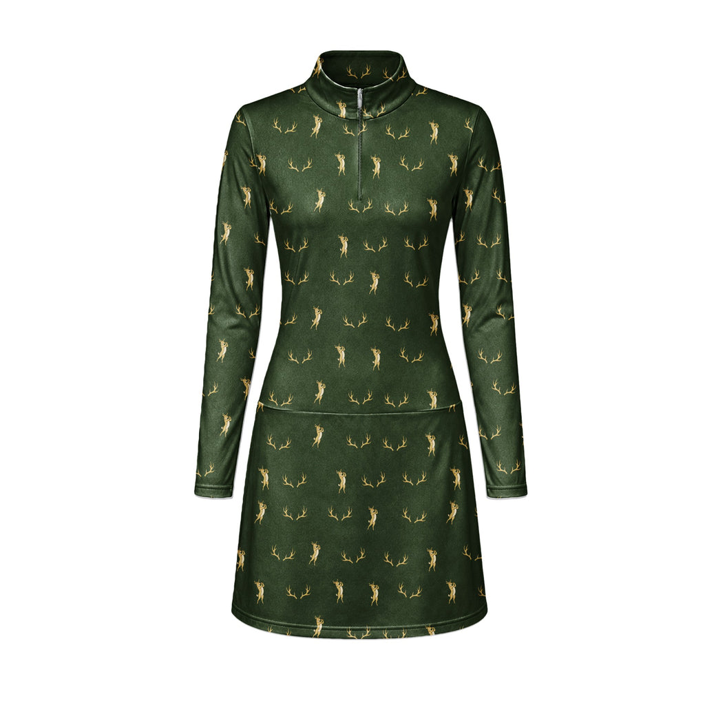 Buck Season Birdie Long Sleeve Golf Dress - Front