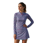 Synthwave Bogey Sun Long Sleeve Golf Dress - Model Front