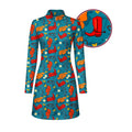 Texas Cowboy Style Green Long Sleeve Dress