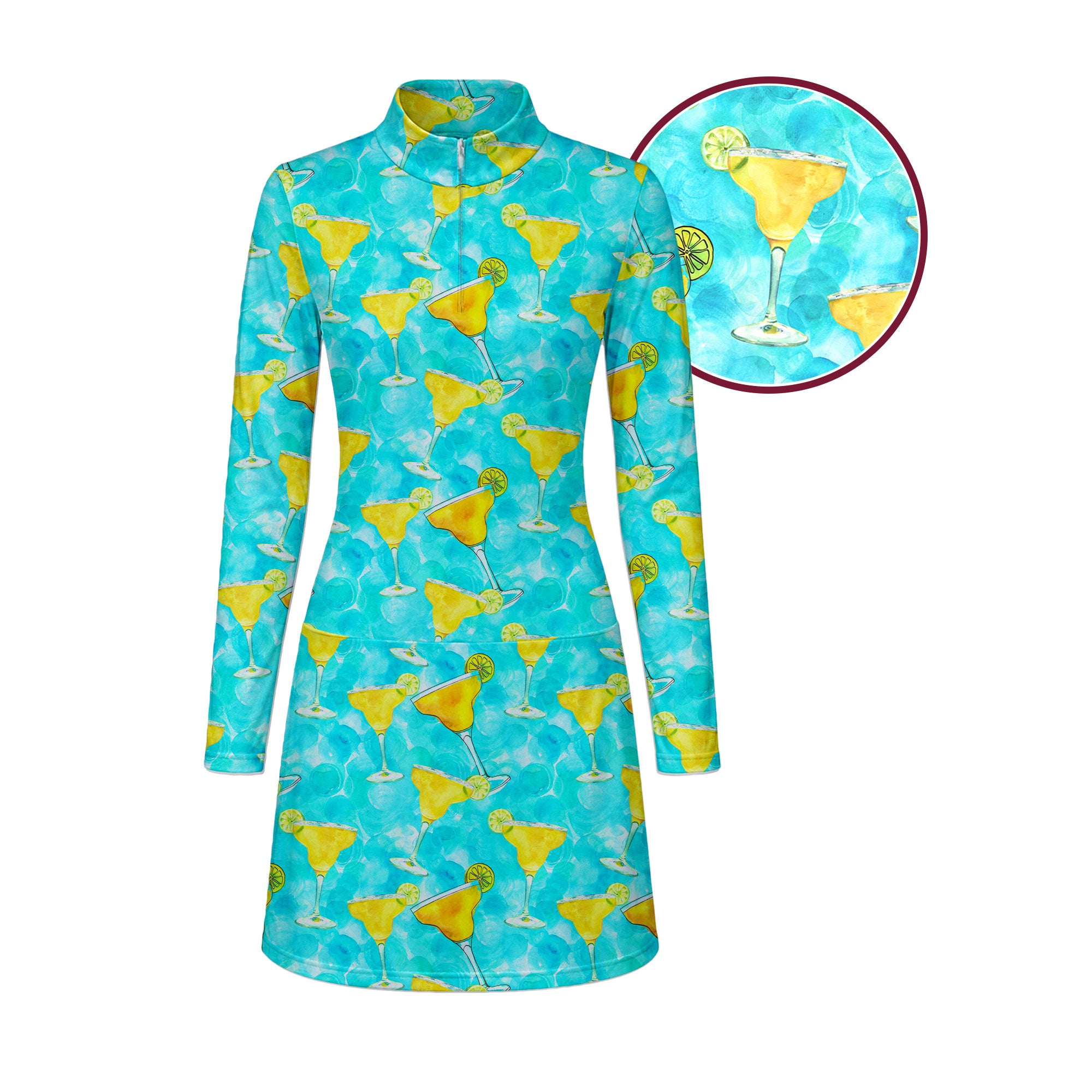Margarita Cocktail Hello Summer Long Sleeve Dress