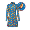 Retro Hot Dog National Hot Dog Day Long Sleeve Dress