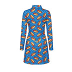 Retro Hot Dog National Hot Dog Day Long Sleeve Dress