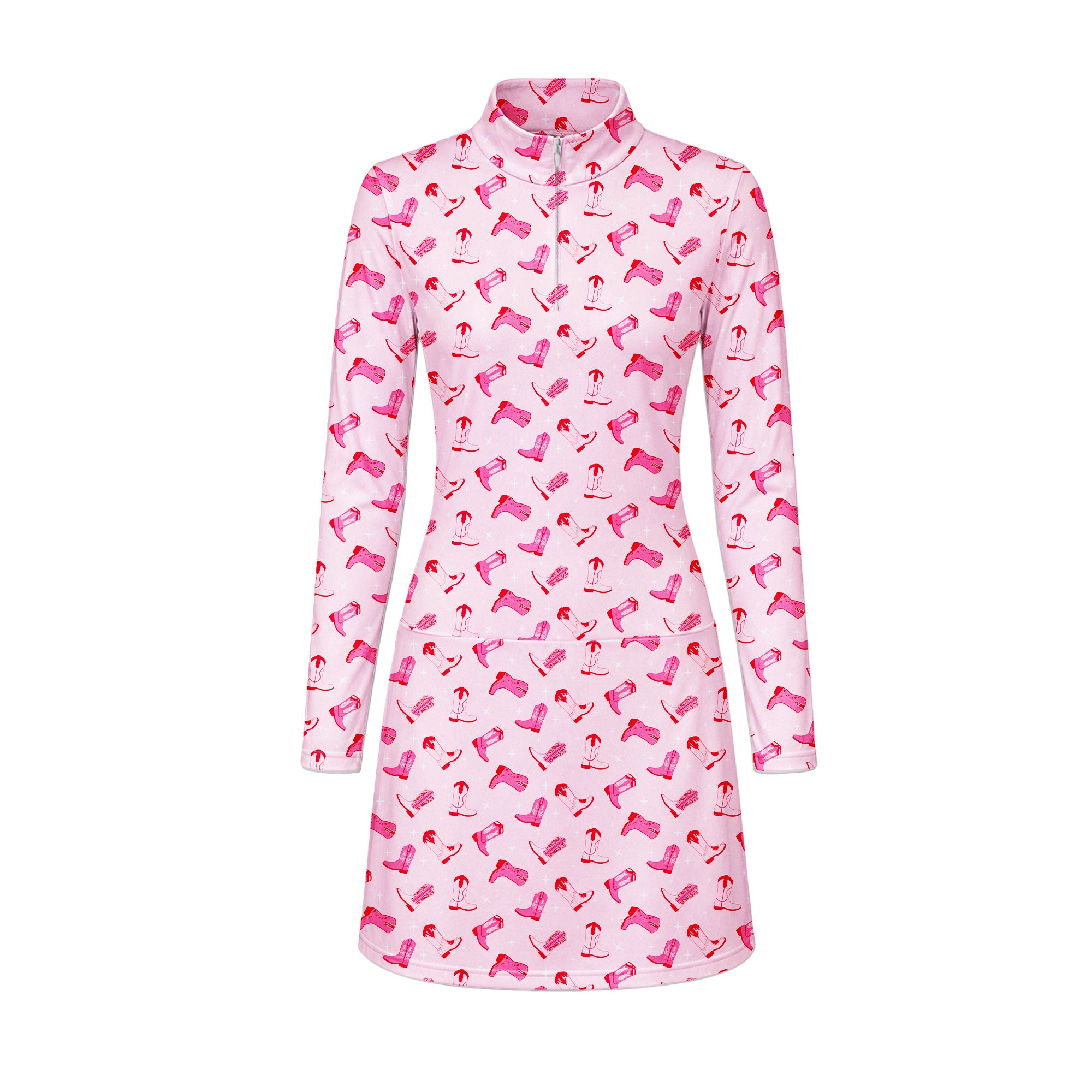 Western Tee Haw Let's Go Cowgirl Boots Long Sleeve Dress